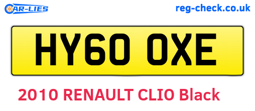 HY60OXE are the vehicle registration plates.