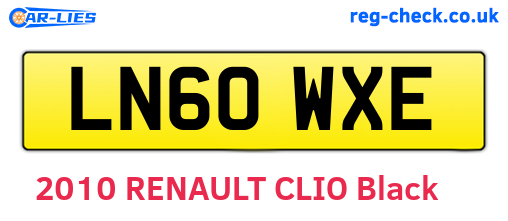 LN60WXE are the vehicle registration plates.