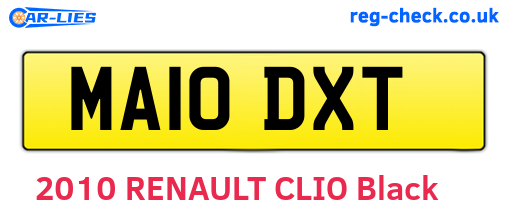 MA10DXT are the vehicle registration plates.
