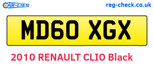 MD60XGX are the vehicle registration plates.