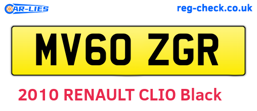 MV60ZGR are the vehicle registration plates.