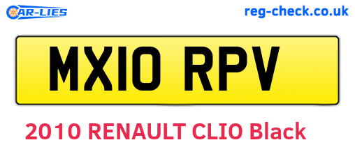 MX10RPV are the vehicle registration plates.