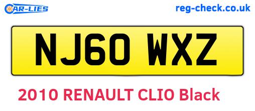 NJ60WXZ are the vehicle registration plates.