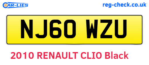 NJ60WZU are the vehicle registration plates.