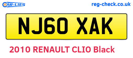 NJ60XAK are the vehicle registration plates.