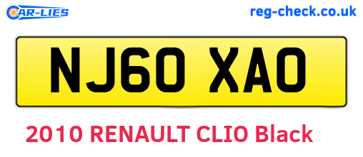 NJ60XAO are the vehicle registration plates.