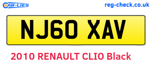 NJ60XAV are the vehicle registration plates.