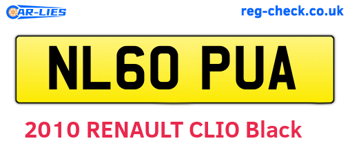 NL60PUA are the vehicle registration plates.