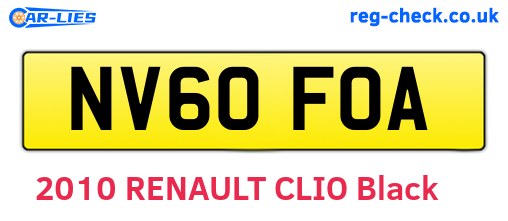 NV60FOA are the vehicle registration plates.