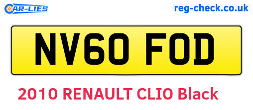 NV60FOD are the vehicle registration plates.