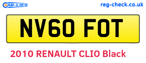 NV60FOT are the vehicle registration plates.