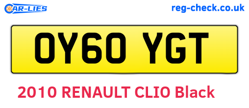 OY60YGT are the vehicle registration plates.