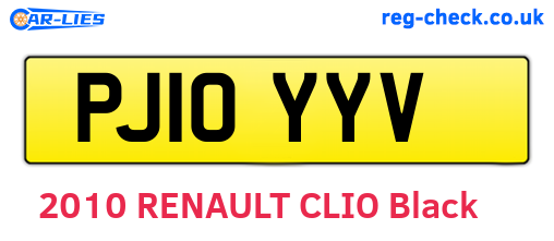 PJ10YYV are the vehicle registration plates.