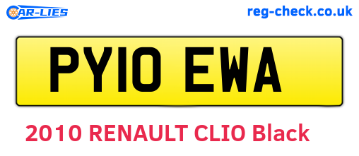 PY10EWA are the vehicle registration plates.