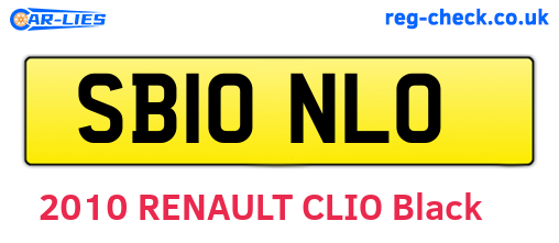 SB10NLO are the vehicle registration plates.