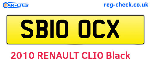 SB10OCX are the vehicle registration plates.