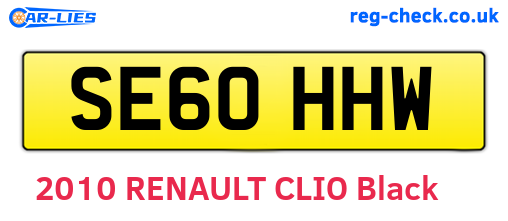 SE60HHW are the vehicle registration plates.