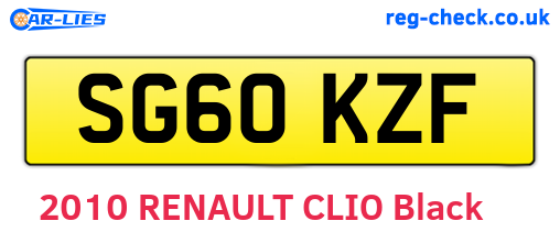 SG60KZF are the vehicle registration plates.