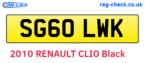 SG60LWK are the vehicle registration plates.