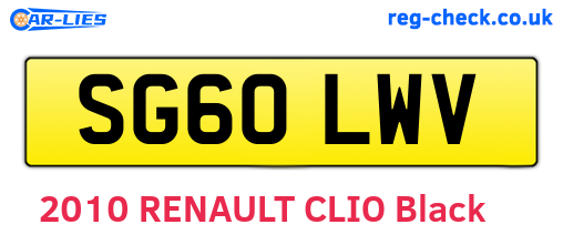 SG60LWV are the vehicle registration plates.