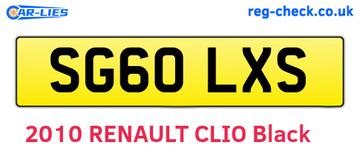 SG60LXS are the vehicle registration plates.