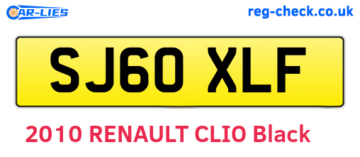 SJ60XLF are the vehicle registration plates.