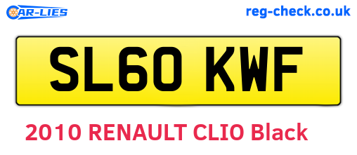 SL60KWF are the vehicle registration plates.