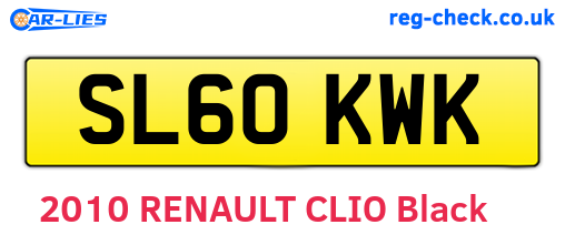 SL60KWK are the vehicle registration plates.