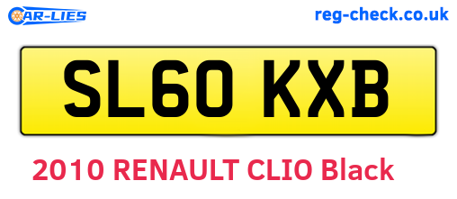 SL60KXB are the vehicle registration plates.