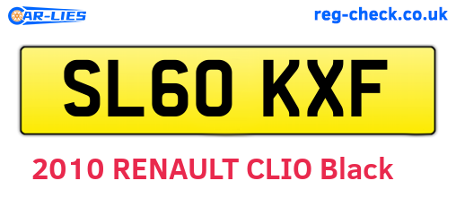 SL60KXF are the vehicle registration plates.