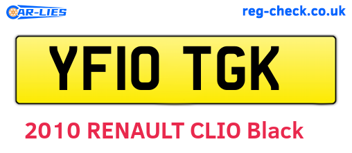 YF10TGK are the vehicle registration plates.