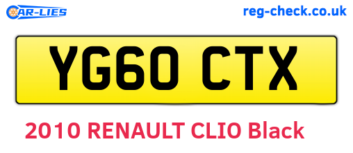 YG60CTX are the vehicle registration plates.