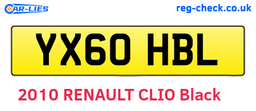 YX60HBL are the vehicle registration plates.