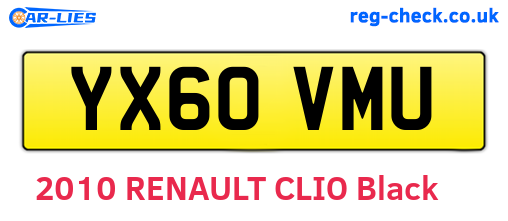 YX60VMU are the vehicle registration plates.