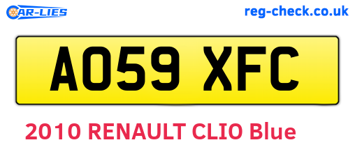 AO59XFC are the vehicle registration plates.
