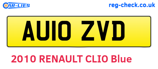 AU10ZVD are the vehicle registration plates.