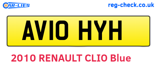 AV10HYH are the vehicle registration plates.