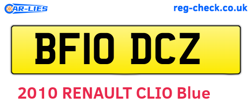BF10DCZ are the vehicle registration plates.