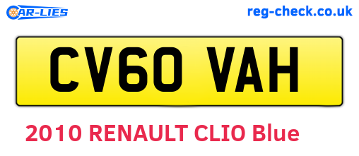 CV60VAH are the vehicle registration plates.