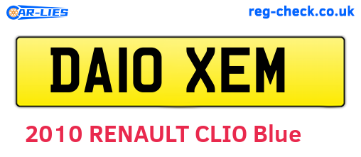 DA10XEM are the vehicle registration plates.