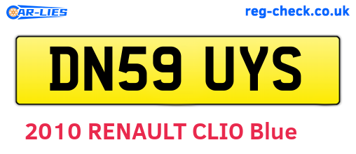DN59UYS are the vehicle registration plates.