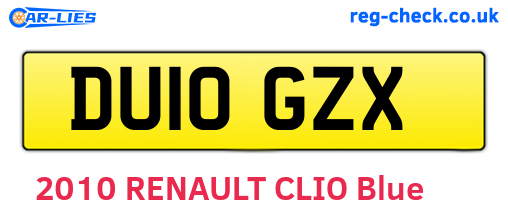 DU10GZX are the vehicle registration plates.