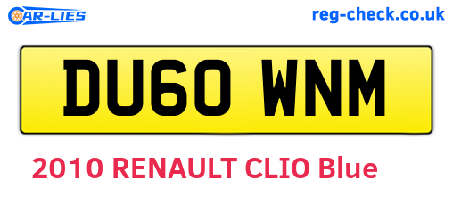 DU60WNM are the vehicle registration plates.