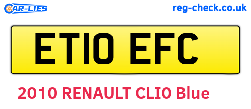 ET10EFC are the vehicle registration plates.