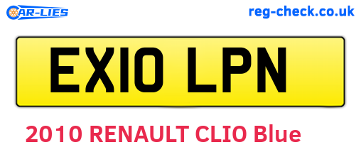 EX10LPN are the vehicle registration plates.