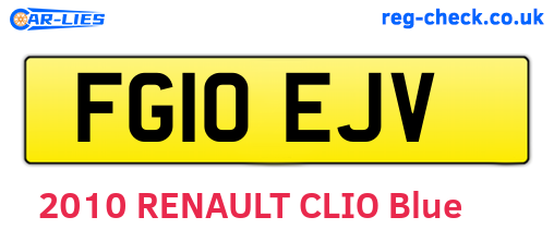 FG10EJV are the vehicle registration plates.