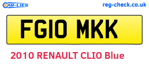 FG10MKK are the vehicle registration plates.