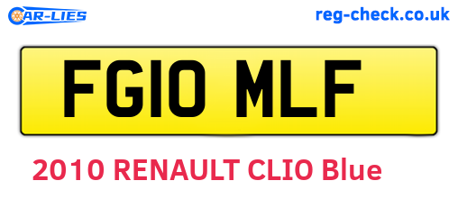 FG10MLF are the vehicle registration plates.