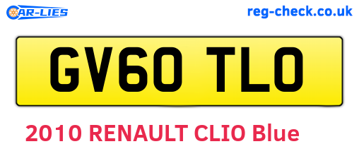 GV60TLO are the vehicle registration plates.