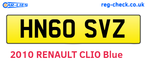 HN60SVZ are the vehicle registration plates.